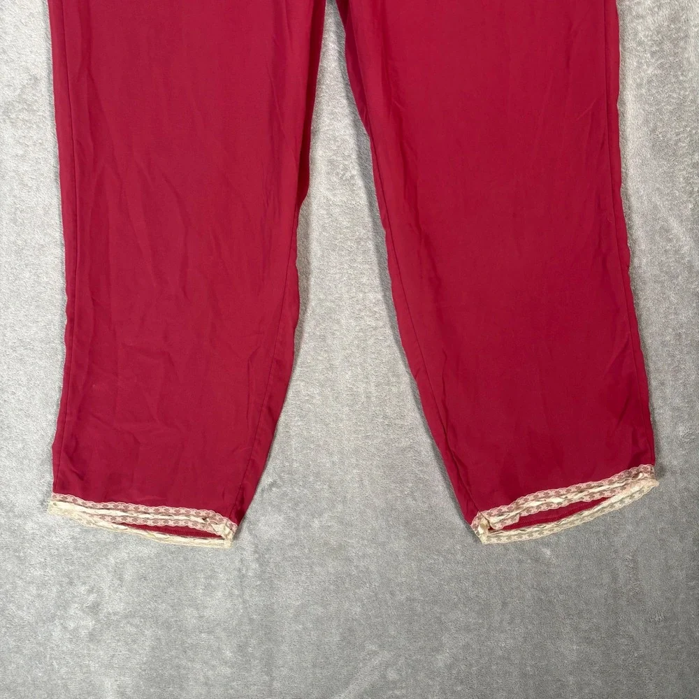 Vintage Victoria's Secret Burgundy Red Babydoll Cami Pajama Set Lace‎ Trim M Y2K